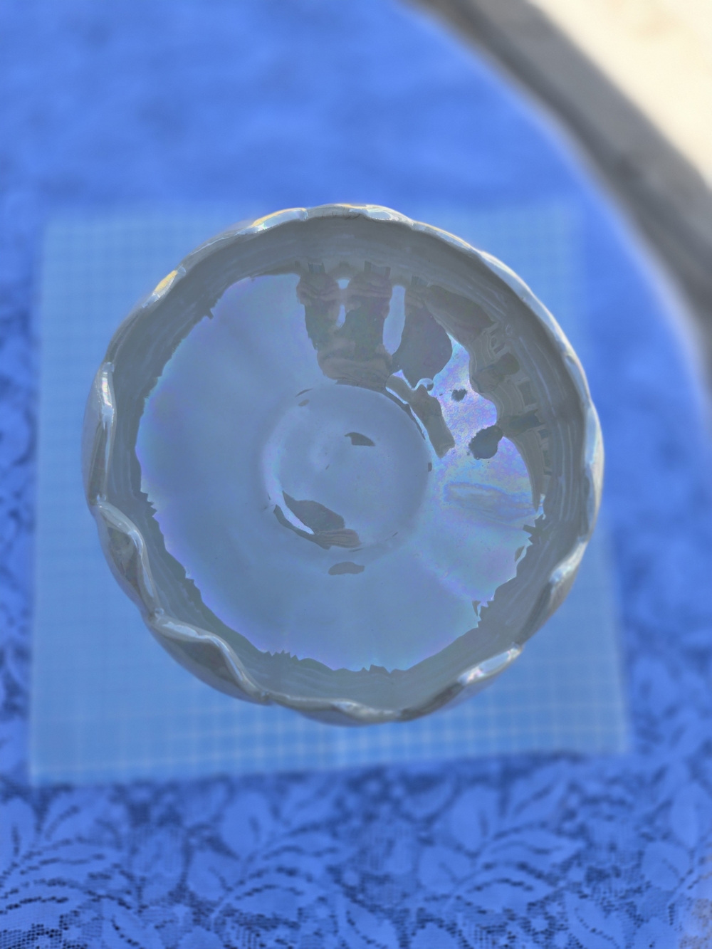 Iridescent White Decorative Ceramic Bowl - Home Accents